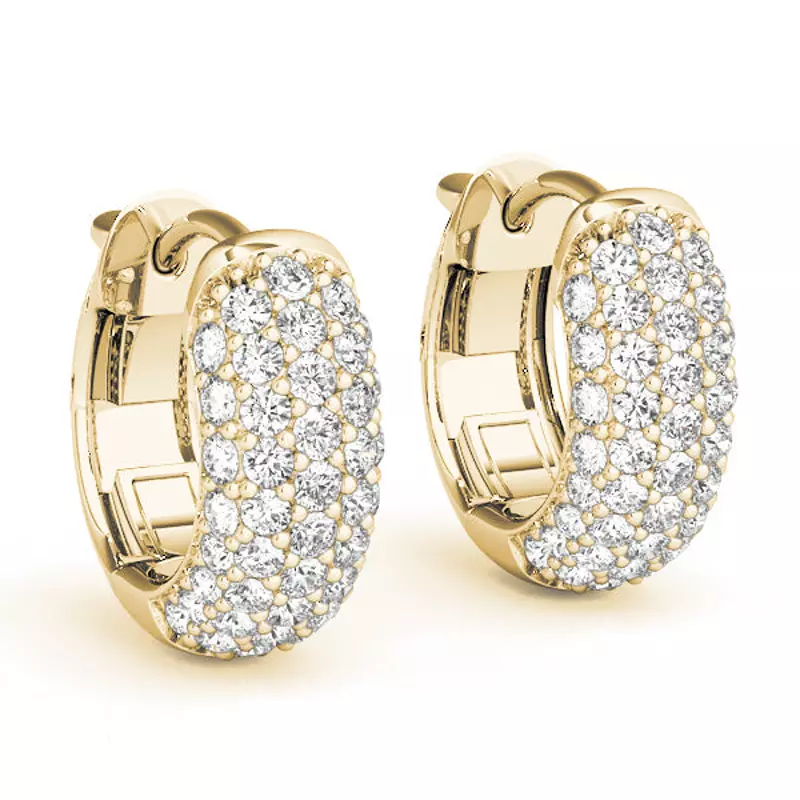 Five Row Diamond Pavé Huggie Earrings